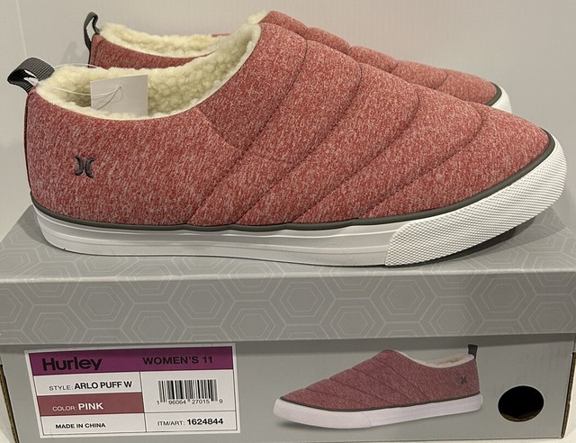 Hurley Women's Arlo Puff Lined Clog – Comfortable Indoor/Outdoor Shoes (Natural White, Size 6)