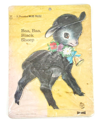Vintage 1960s NOS Inlaid Puzzle Saalfield Baa Baa Black Sheep Animal Unopened