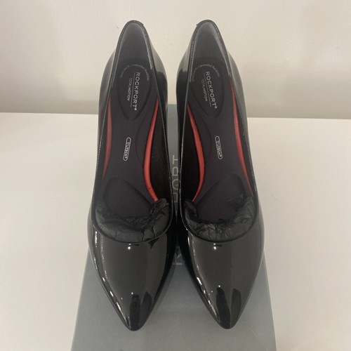 NIB Rockport Total Motion Pumps Heels Shoe Black Patent Leather Pointed Toe 8W - Picture 2 of 13