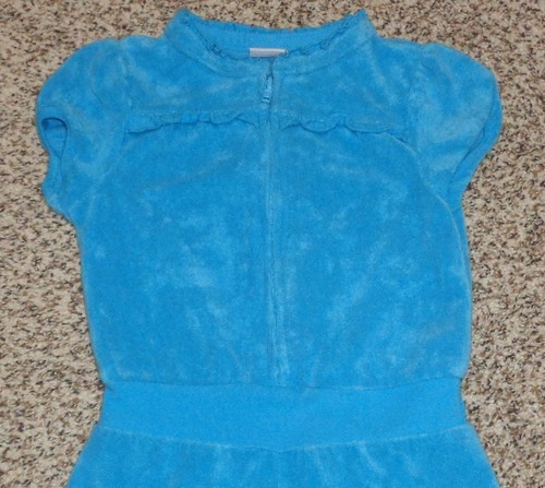 Disney Princess Ariel Girls Teal Terry Cloth Romper Jumpsuit Size 4 - Picture 2 of 4