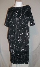 NEW BOUTIQUE BLACK PRINT WOMAN'S PLUS SIZE 2X BODYCON/HOURGLASS SHAPE S/SL DRESS