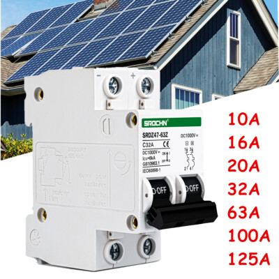 DC Leitungsschutzschalter 2polig 10A-125A Solar PV Sicherungsautomat 0% MwSt