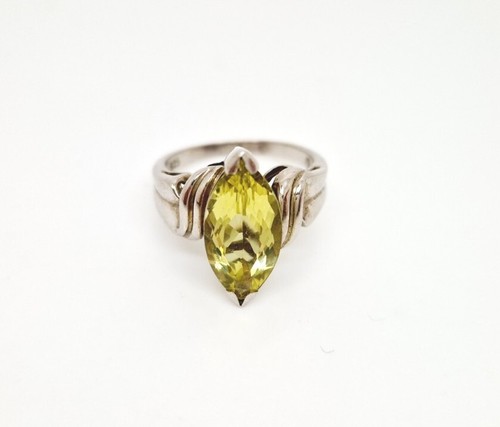 Bague pour Femme 925 Argent Péridot Pierre Précieuse Gr.50 Sterling Anneau #
