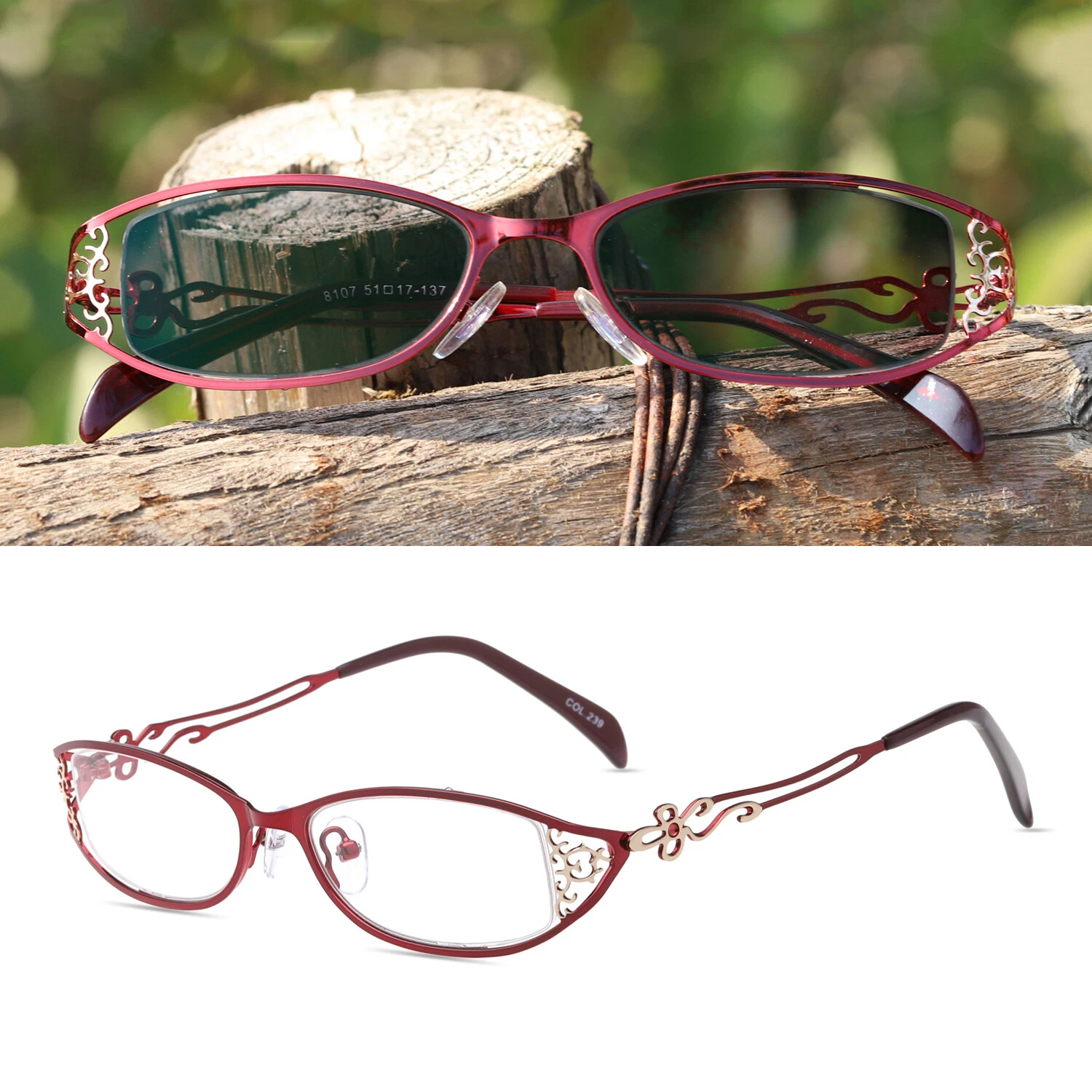 Womens Full Rim Single Vision Photochromic Reading Glasses UV400 Sunglass Reader