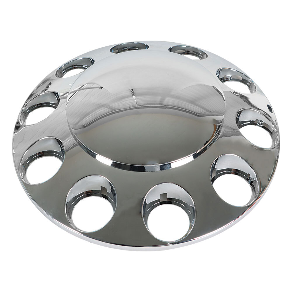 Set Of 2 Semi Truck Front Axle Cover Hub Cap Thread-On 33mm Lug Nuts Chrome