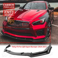 For Infiniti Q50 Sport 2014-2017 Carbon Fiber Front Bumper Lip Spoiler Splitter