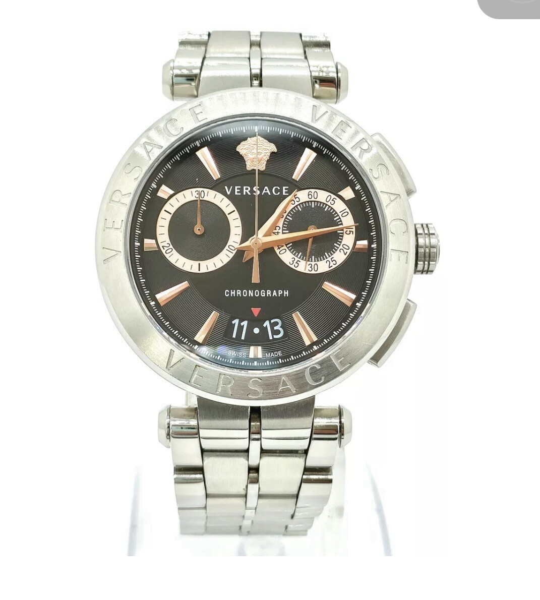 Versace Aion Quartz Watch VE1D01019 Black Dial Stainless Steel | eBay