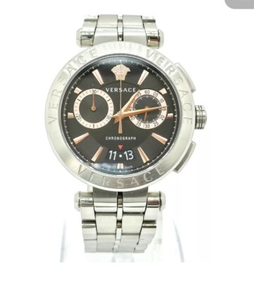 ヴェルサーチ VE1D01019 クォーツクロノグラフ Versace Aion Quartz Watch VE1D01019 Black Dial Stainless