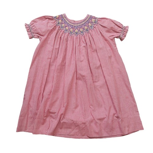 Vintage TPS Collection Girl's Gingham Floral Smocked BIshop Dress Size 4