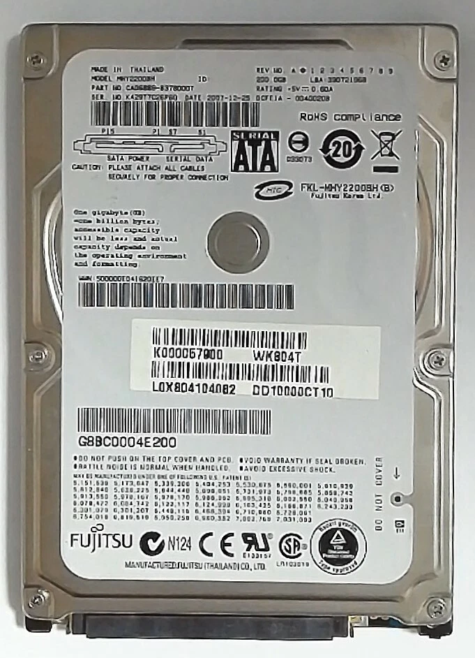 Fujitsu Internal HDD 200GB - 5400RPM - 2.5" - MHY220BH - Image 2 of 3