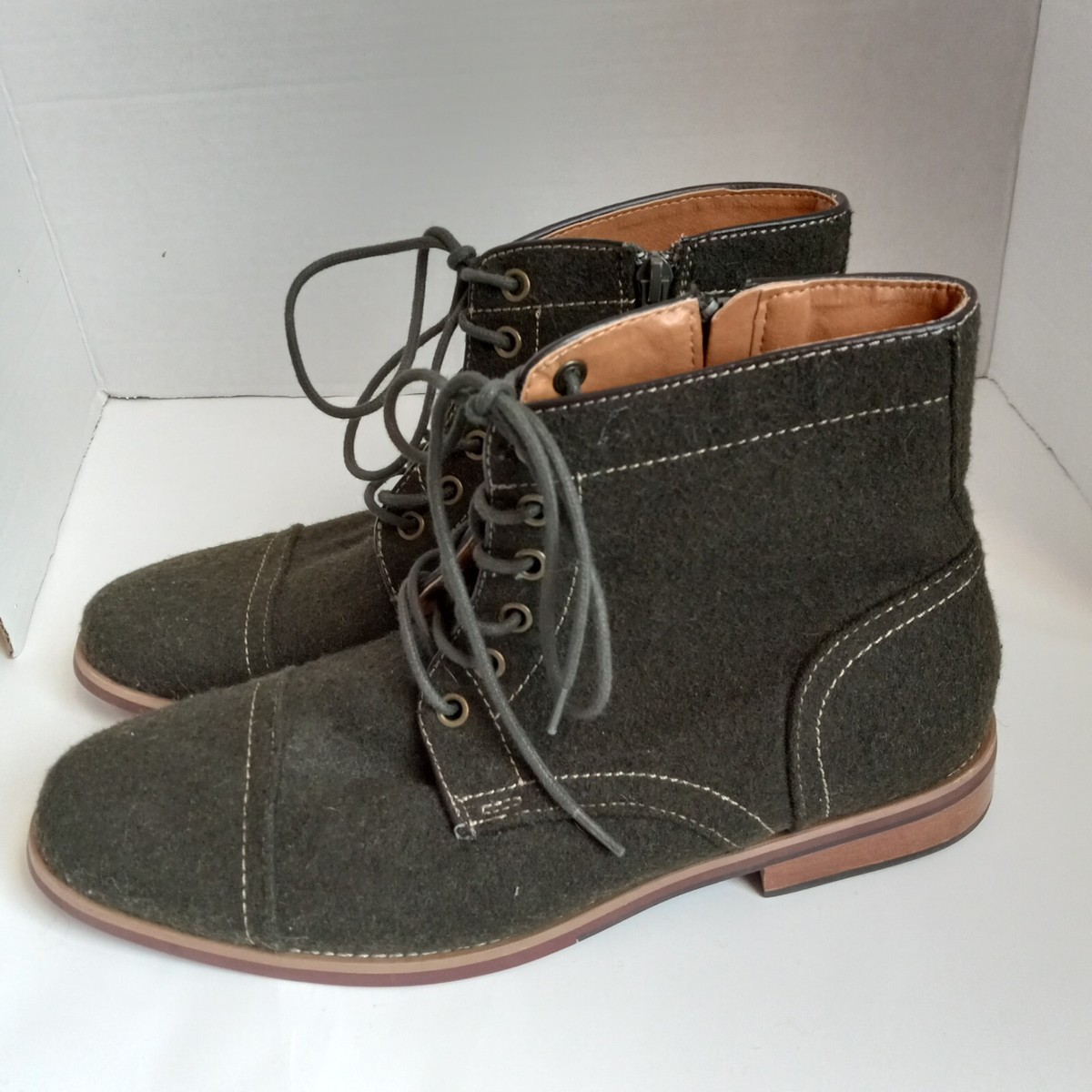 Giorgio Brutini Oxford Boot Mens 8.5 Chukka Lace Up Green Felt Stitch Side Zip Giorgio Brutini Mens Lace Up Oxford Boots 8.5 Green Felted  main image 3