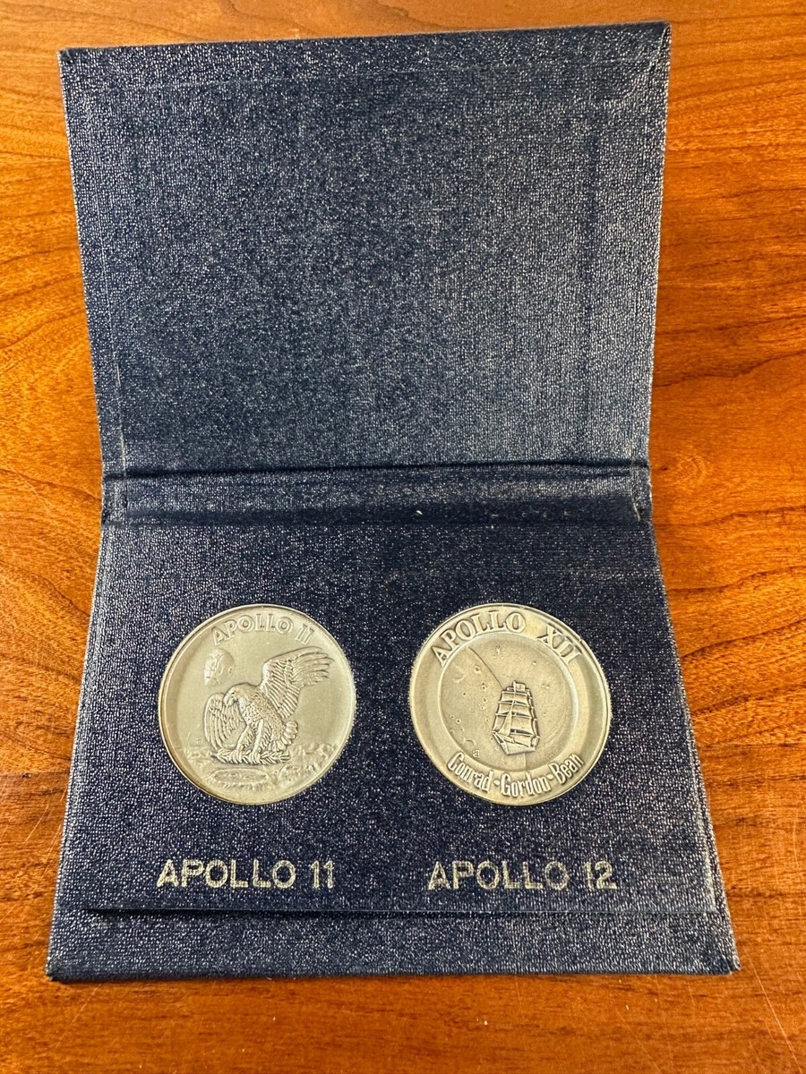 1970 NASA Commemorative Apollo 11 & Apollo 12 Sterling Silver .925