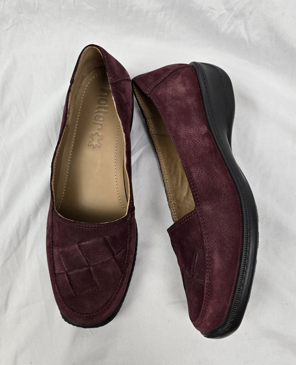 Hotter Havana Burgundy Suede Leather Slip On Comfort Lightweight