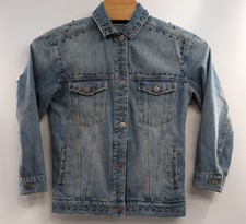 Chelsea Deboer Jean Jacket Women Medium Studded Distressed Trucker Lily & Lottie