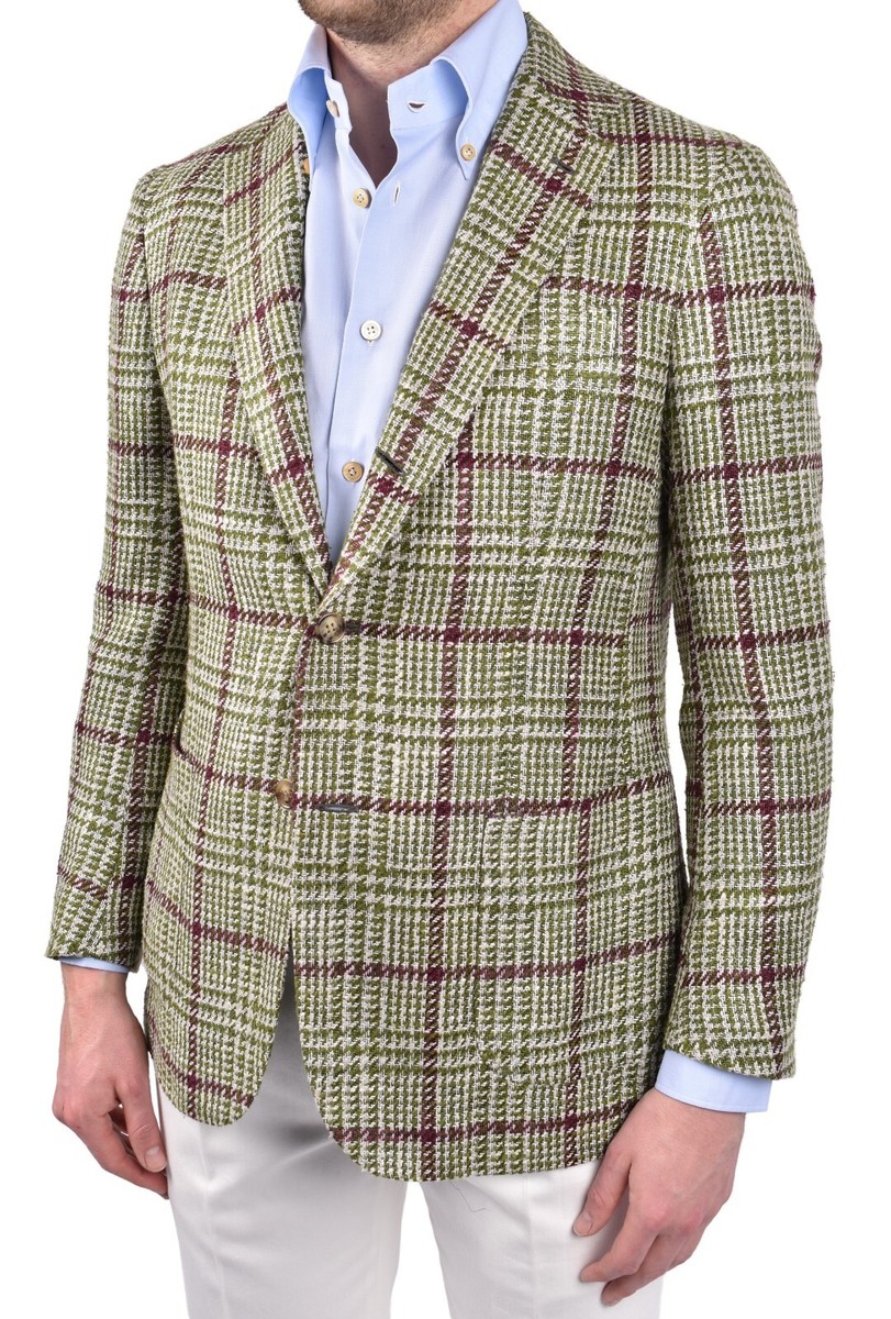 Stile Latino スティレラティーノ VINCENZO 50 STILE LATINO handmade blazer US 40 EU 50 silk cotton green