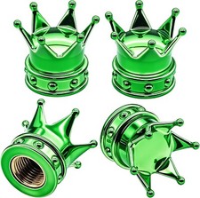 4pcs Crown Tire Air Valve Stem Caps O Rubber Ring Universal Fit Car Truck-green 4pcs Crown Tire Air Valve Stem Caps O Rubber Ring Universal Fit Car Truck-green