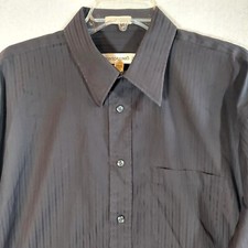 Pronto Uomo Men's Dress Shirt 16.5 32/33 Black Tone on Tone Stripe Non-Iron
