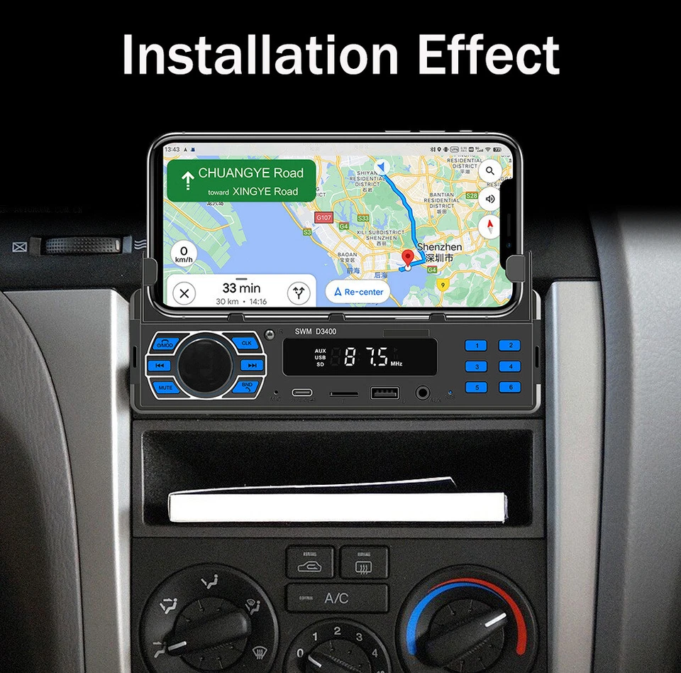 1DIN Car MP3 Player Bluetooth In-Dash Digital Audio USB Positioner Stereo Radio - Image 3 of 4