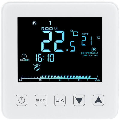 revolt Wand-Thermostat für Fußbodenheizung,LCD,Touch-Tasten Versandrückläufer
