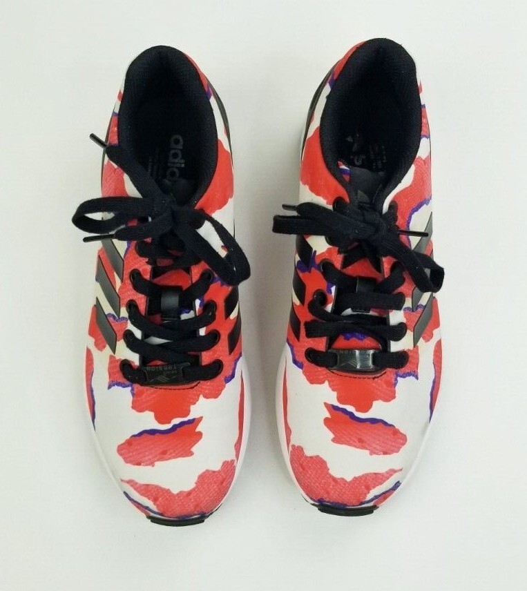 Adidas 6.5 Men's ZX Flux Red White Camo Lace Up Trefoil Logo