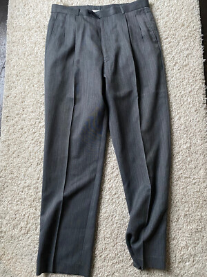 Vintade J.D christopher dress slacks adult 36 gray pleated business formal mens*