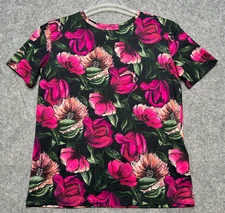 Sandro Paris Shirt Womens XS Black Pink Floral Tee Timeless Versatile Comfy Top
