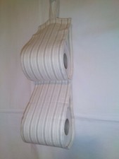 Fabric Toilet Roll Holder Storage Organiser For 2 and 3 Rolls (Gold Striped1170)