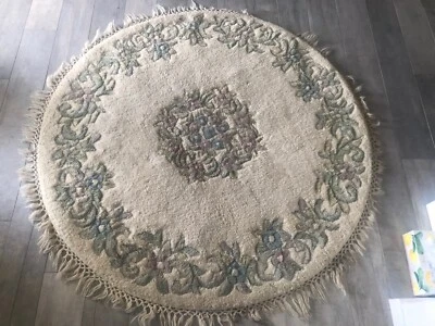 Vintage Retro Round Pure Wool Rug 47 Floor Mat Vintage Retro Round Pure Wool Rug 47