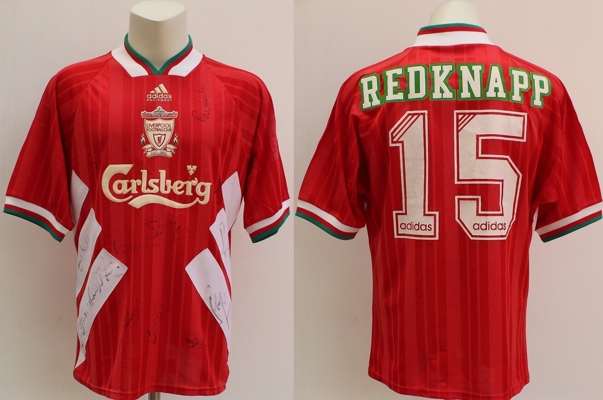 1993-95 Original Liverpool Home Shirt Multi Signed Jamie Redknapp