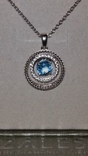 *NEW* ZALES Jewelers Sterling Silver Swiss Blue Topaz & White Sapphire Necklace