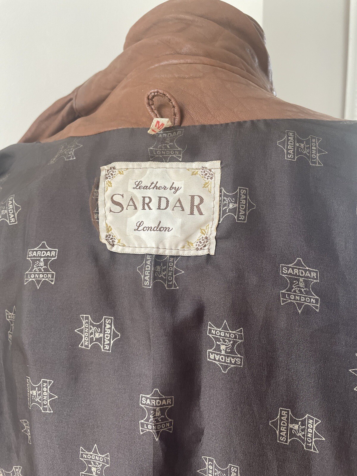 Vintage 1980s Brown Real Leather Long Jacket Coat by Sardar UK London