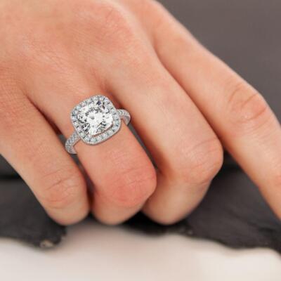 Diamond Engagement Ring VS1 F Cushion Cut Carat Lab