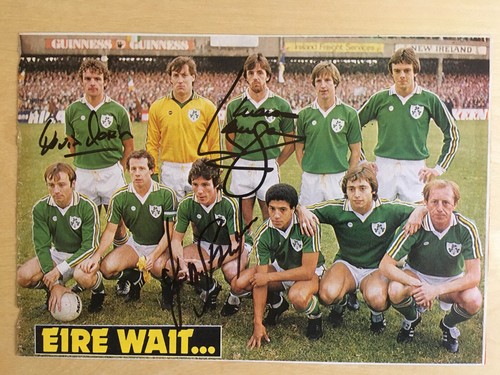 Republic of Ireland 1982 World Cup Hand Signed x3 Manchester United LiverpoolCOA