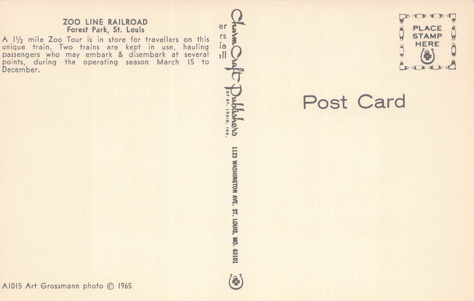 Pierre Laclede Zoo Line Railroad St. Louis Zoo Forest Park MO Vtg Postcard CP431