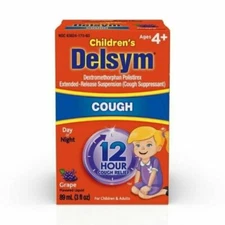 Delsym 12 Hour Cough Suppressant Liquid - 3 oz Grape Flavor. Day Or Night.
