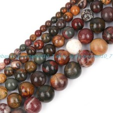 Natural Picasso Jasper Gems Round Loose Beads For Jewelry Making 15" 6/8/10/12mm
