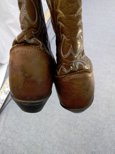 LAREDO Kadi 5742 women 8 M brown leather pull on western boots Stitch Embroider - Picture 5 of 9