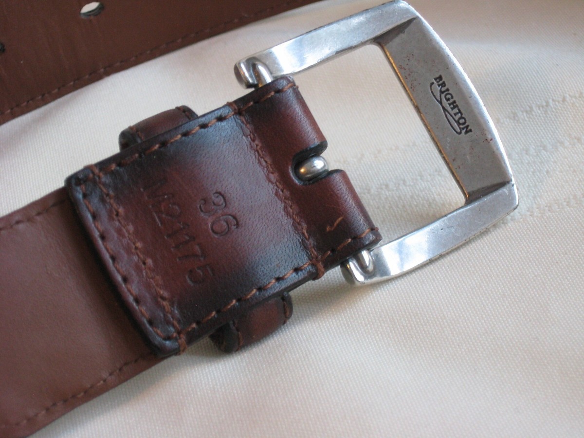 Brighton Brown Mens Leather Braided Belt Silvertone Buckle 
