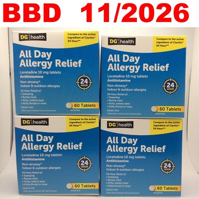 DG Health 24 Hour Non-drowsy Allergy Relief Tablets, Loratadine 10mg, 240 Tablet