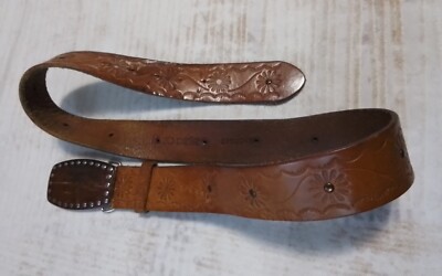 Linea Pelle Belt Genuine Brown Leather Studded Brass Rivets  display picture 3
