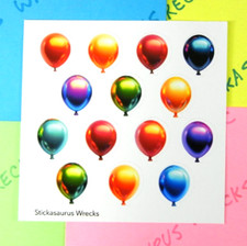 Matallic Colored Balloons Small Sticker Sheet