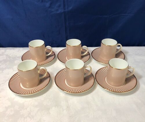 Wedgwood Bone China Palladian Set of 6 Espresso Cup & Saucer - Espresso Cups NEW  - Picture 1 of 6