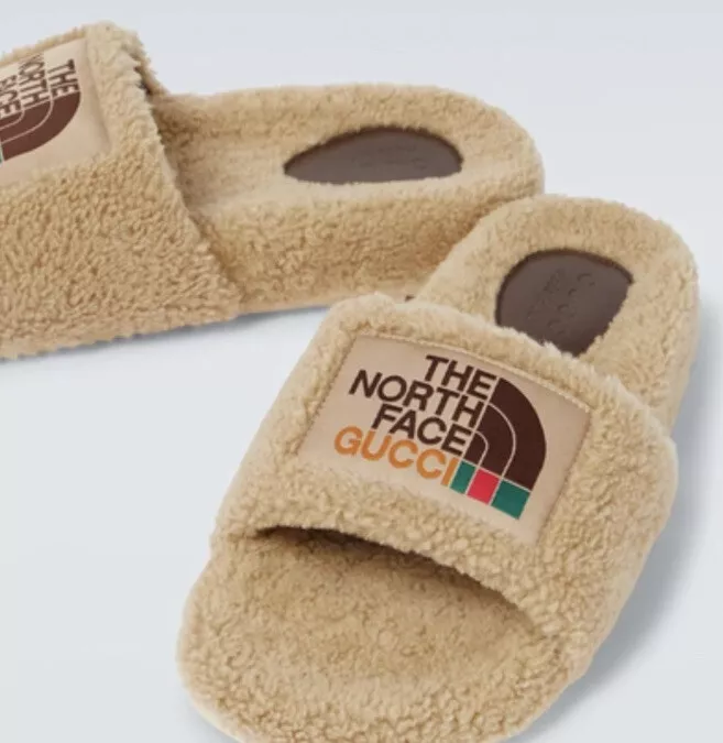 Gucci × The North Face Logo Boa Butterscotch Merino Wool Sandals Slide Mens  6 | eBay