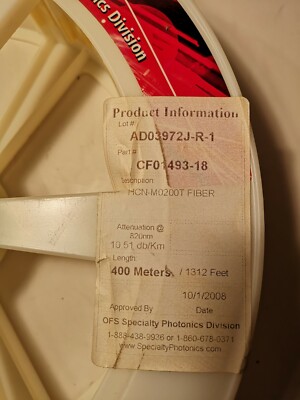 400m OFS CF01493-18 HCN-M0200T HCS  200 µm High OH Optical Fiber