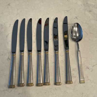 WMF Cromargan Satin & Gold Stainless 18/8 8 Piece Lot
