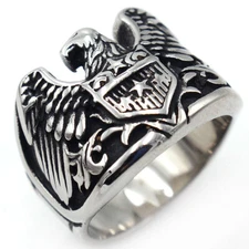 United States Eagle Ring Stainless Steel Star-Spangled Flag Men's Ring Size 7-13