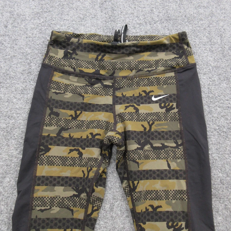 Nike Dri-FIT Leggings Mujer Pequeños Camuflaje Estampado Correr Pantalones Verde Negro Foto 2 de 4