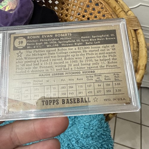 1952 Topps Robin Roberts #50 PSA 4 Philadelphia Phillies HOF Legend 86WAR 286Win - Bild 17 von 17