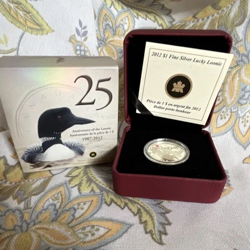 2012 Fine Silver $1 Lucky Loonie 25th Anniversary Canadian Dollar Coin