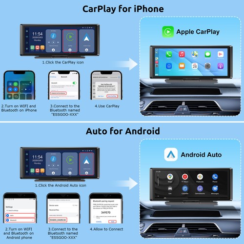 8.1" Car Radio Stereo Wireless Apple CarPlay/Android Auto Portable Touch Screen - Picture 4 of 17